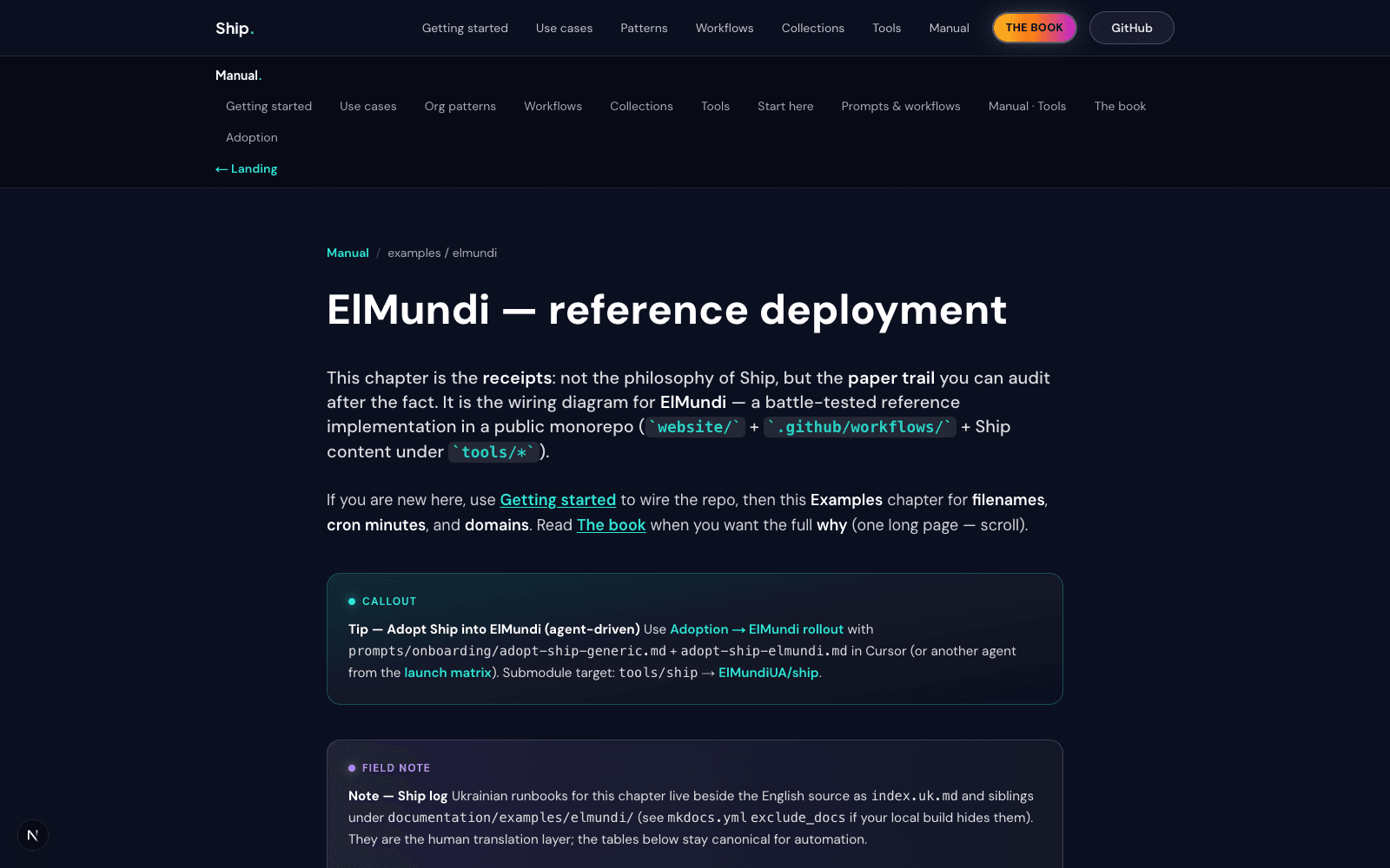 Ship manual chapter for ElMundi reference wiring