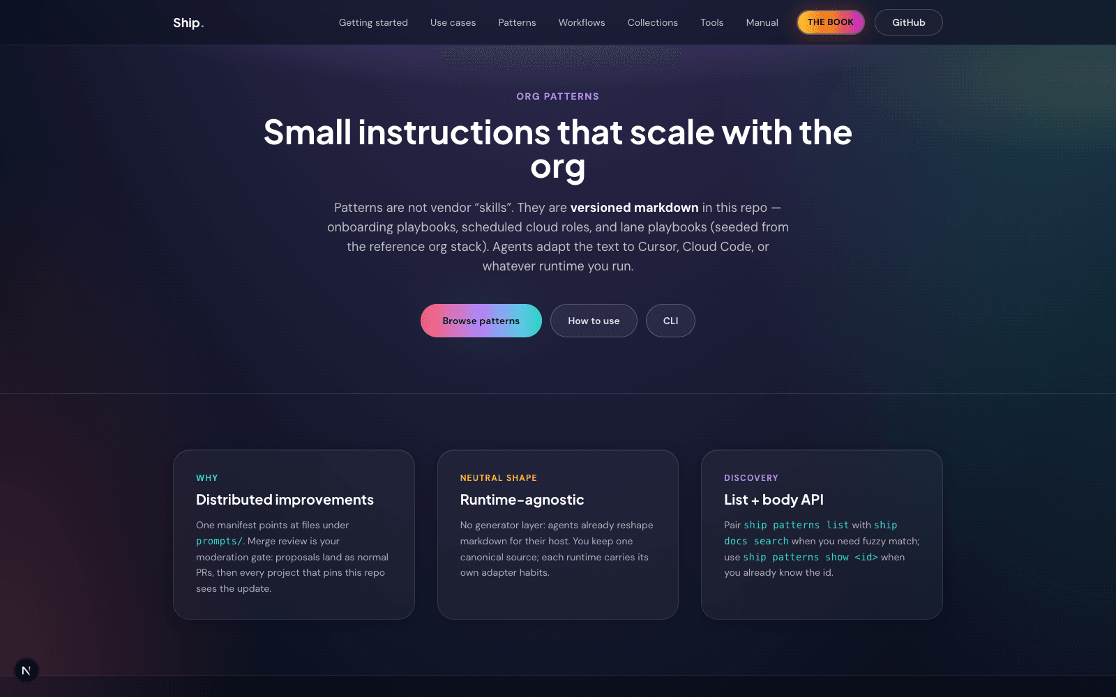 Patterns catalog — cards for SDLC patterns